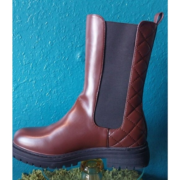 Liliana Dreamer Quilted Chelsea Mid Calf Boots In Brown Womens Size 9 - Picture 1 of 9